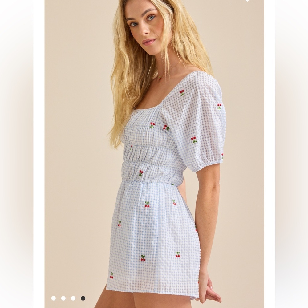 New with tags Altar’d State Natalia Cherry Gingham Romper - Picture 4 of 4
